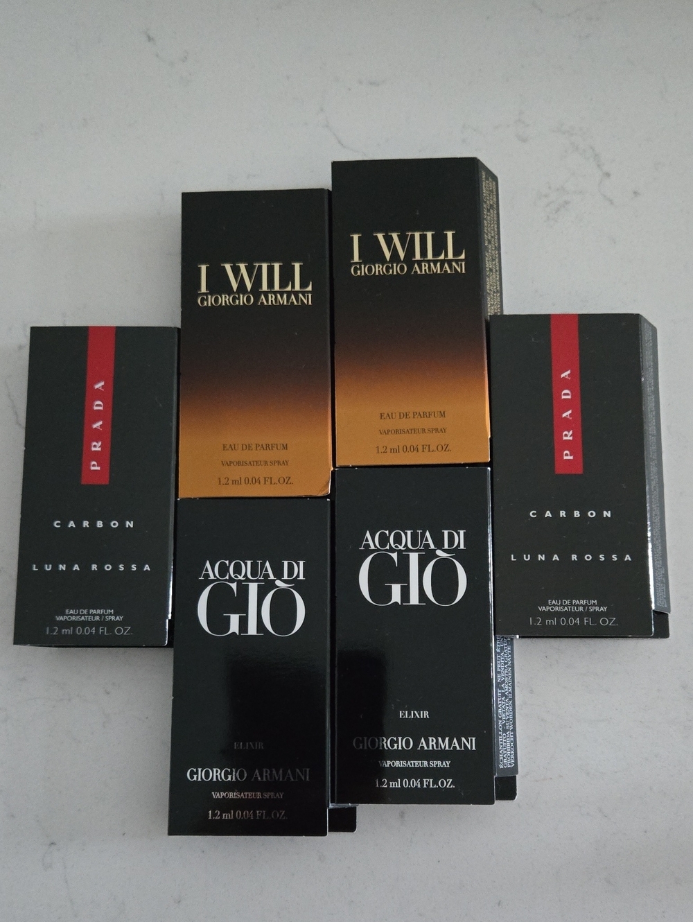 New Never Used Men Sample Set Giorgio Armani I WILL & Acqua di Giò Prada Carbon